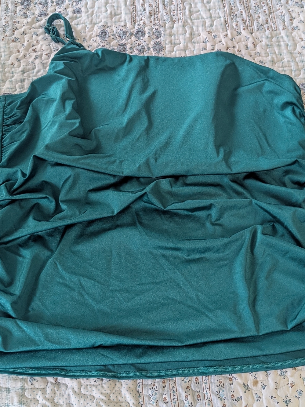Teal Green One-Shoulder Ruched Tankini Top Plus Size